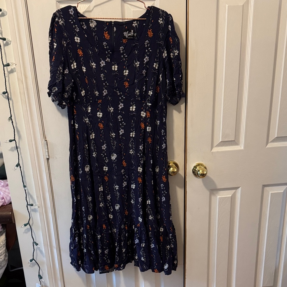 Hell Bunny Navy Floral Midi Dress